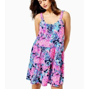 NWT Lilly Pulitzer Loro Dress size medium High Tide Navy print Turtle Amazement